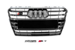 Передняя решетка S-Style Audi A7 2010-2014, черная с хромом, GT Tuning