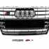 Передня решітка S-Style Audi A7 2010-2014, чорна з хромом, GT Tuning — фото 1