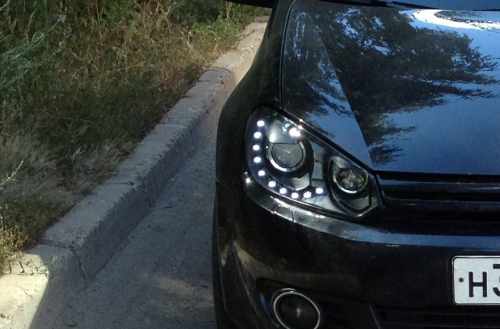 Передні фари чорні 2 лінзи V1 для Volkswagen Golf 6 2009-2012