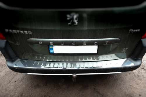 Накладка на задній бампер Citroen Berlingo B9 2008-2018, V2, нержавіюча сталь, Carmos