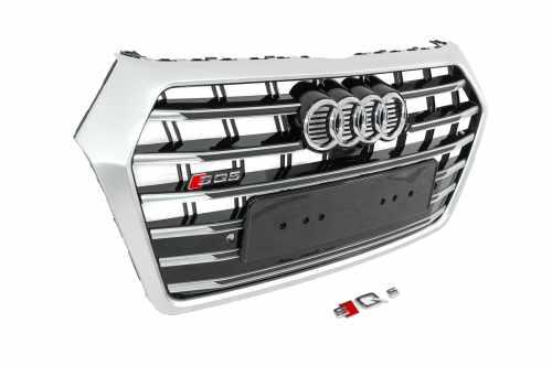 Передня решітка SQ-Style Audi Q5 2017-2020, чорна з хромом, GT Tuning