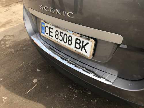 Накладка на задній бампер Renault Scenic/Grand 2009-2016, нержавіюча сталь, Carmos