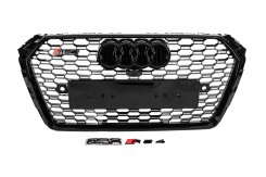 Передняя решетка радиатора в стиле RS с надписью Quattro Audi A4 B9 2015-2019, черная, GT Tuning