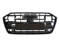 Решетка радиатора Full Black (в стиле S6 под камеру и радары) для AUDI A6 C8 2018–2023