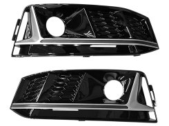 Решетка в бампер Silver Black (S4 под радары) S-Line для AUDI A4 B9 2015–2019