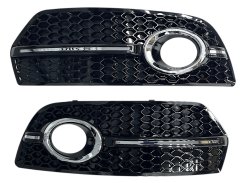 Грати в бампер Audi Q5 2008–2012г For ACC в стиле RS Black Silver