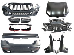 Комплект обвеса рестайлинг + оптика на BMW 7 Series G11 / G12 2015-2019 года ( M Sport Paket Full Black )