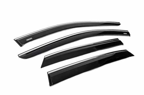 Ветровики Nissan Qashqai 2021+, с хромированным молдингом, Niken (4 шт)