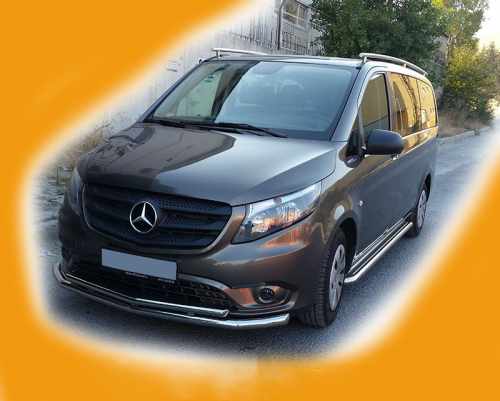 Передній захист ST014 (нерж.) 60/42 для Mercedes Vito / V-class W447 2014-2024 рр