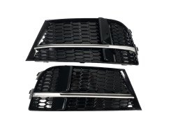 Решетки в бампер Gloss Black/Silver (в стиле S3) S-Line на AUDI A3 8V 2016-2020 года