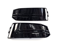 Грати переднего бампера Audi A4 B9 2015–2019 рік Черные глянсові (S-Line)