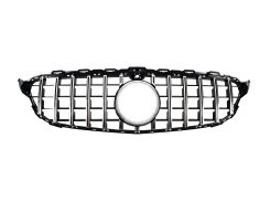 Решетка радиатора Mercedes C-Class W205 2014–2018 год GT Chrome Black под камеру