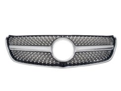 Грати радіатора Silver (з місцем під камеру) Diamond для Mercedes-Benz V-Class W447 2014–2019