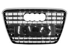 Решетка радиатора Silver Chrome (в стиле W12) на Audi A8 D4 2010-2014 года
