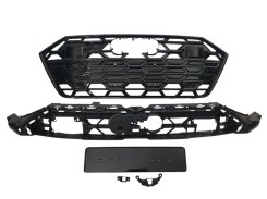 Решетка радиатора Full Black (стиль S7) под дистроник для Audi A7 4K 2023–2024