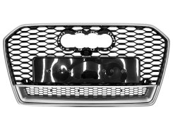 Решетка радиатора Black Silver (в стиле RS6 quattro) для Audi A6 C7 2014–2018