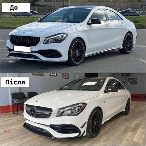 Тюнінг переднього бампера Чорний глянець для Mercedes-Benz CLA-Class C117 2017–2019