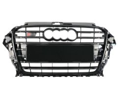 Решетка радиатора Full Black (в стиле S3) ПОВРЕЖДЕННАЯ №2 для Audi A3 8V 2012–2016