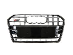 Решетка радиатора Chrome Black (в стиле S6) ПОВРЕЖДЕННАЯ для Audi A6 C7 2014–2018