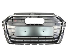 Решетка радиатора Silver Chrome (в стиле S3) ПОВРЕЖДЕННАЯ для Audi A3 8V 2016–2020
