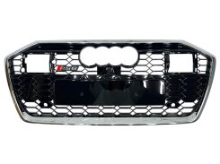Решетка радиатора Chrome Black (в стиле RS6 под камеру и радары) для AUDI A6 C8 2018–2023