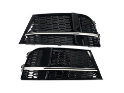 Решітка в бампер Gloss Black/Silver (в стилі S3) S-Line на AUDI A3 8V 2016-2020 року