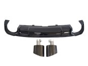 Диффузор (заднего бампера) Full Black/Black Pipe (в стиле RS5) S-Line на AUDI A5 B9 2016-2020 года