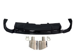 Дифузор (заднього бампера) Full Black / Chrome Pipe (в стилі RS5) S-Line на AUDI A5 B9 2016-2020 року