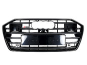 Решітка радіатора Full Black ( в стилі S6 під камеру та радари ) на AUDI A6 C8 2018-2023 року