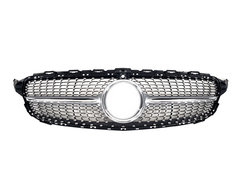 Грати радіатора Silver (з місцем під камеру) Diamond на Mercedes-Benz C-Class W205 2018-2021 року