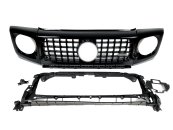 Решітка радіатора Full Black + рамки на фари GT на Mercedes-Benz G-Class W463 2018-2022 року