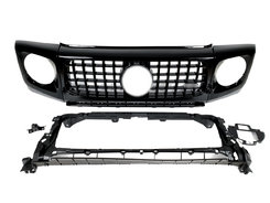 Решітка радіатора Full Black + рамки на фари GT на Mercedes-Benz G-Class W463 2018-2022 року