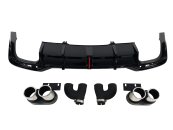 Диффузор (заднего бампера) Full Black / Chrome Pipe (в стиле S5 + Led стоп) S-Line на AUDI A5 B9 2020-2023
