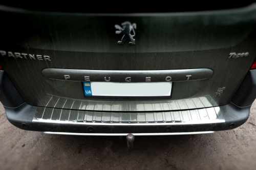 Накладка на задній бампер Citroen Berlingo B9 2008-2018, V1, нержавіюча сталь, Carmos