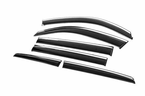 Вітровики Lexus LX570/450d 2008-2015 / Toyota Land Cruiser 200, з хромованим молдингом, Niken Luxury (6 шт)