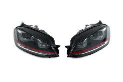Передние фары Red-V2 Volkswagen Golf 7/E-Golf 5G 2012-2017, динамические поворотники, GBT (2 шт)