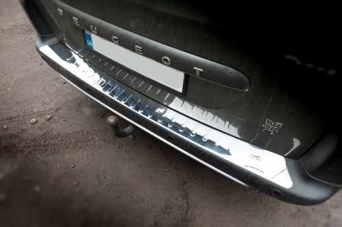 Накладка на задній бампер Citroen Berlingo B9 2008-2018, V2, нержавіюча сталь, Carmos