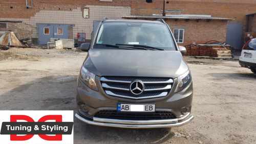 Передній захист ST014 (нерж.) 60/42 для Mercedes Vito / V-class W447 2014-2024 рр