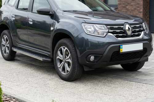 Бокові пороги Erkul Duru Renault Duster 2018+, алюміній (2 шт)