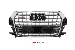 Передняя решетка RSQ-Style Audi Q3 2015-2019, черная с хромом, GT Tuning