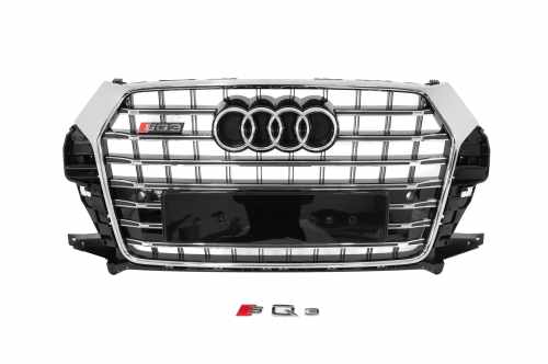 Передня решітка RSQ-Style Audi Q3 2015-2019, чорна з хромом, GT Tuning