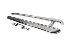 Боковые подножки Premium Nissan Navara 2006-2015, Ø60 мм, нержавеющая сталь, CAN (2 шт)