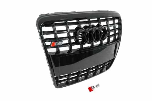 Передняя решётка S-style Audi A6 C6 2004-2011, чёрная, GT Tuning