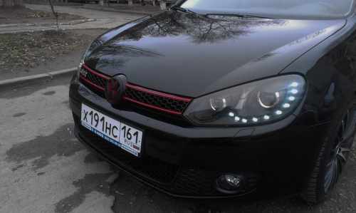 Передні фари чорні 2 лінзи V1 для Volkswagen Golf 6 2009-2012