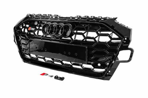 Передняя решетка S-style Audi A4 B9 2019-2024, черная, GT Tuning