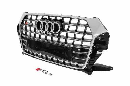 Передня решітка RSQ-Style Audi Q3 2015-2019, чорна з хромом, GT Tuning