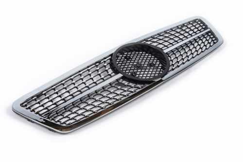 Передняя решетка Diamond Silver Mercedes C-class W203 2000-2007, Cixtai