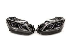Передние фары Halogen to LED Mercedes GL/GLS class X166 2012-2019, для переоборудованных авто с GL в GLS, GBT (2 шт)