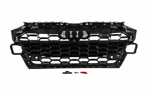 Передняя решетка S-style Audi A4 B9 2019-2024, черная, GT Tuning