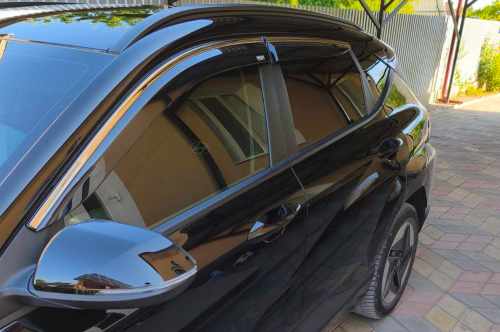 Вітровики Hyundai Kona SX2 2023+, з хромованим молдингом, Niken (4 шт)